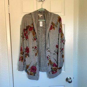 Maurices Floral Open Cardigan Hoodie